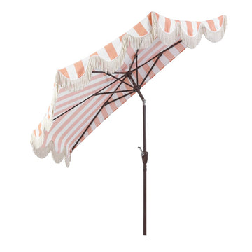 Beverly 9 ft. Designer Classic Scalloped Fringe Half Market Patio Umbrella